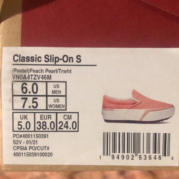 Pink/coral Vans!never worn. Size 7.5 women 6 men. - Picture 5 of 6